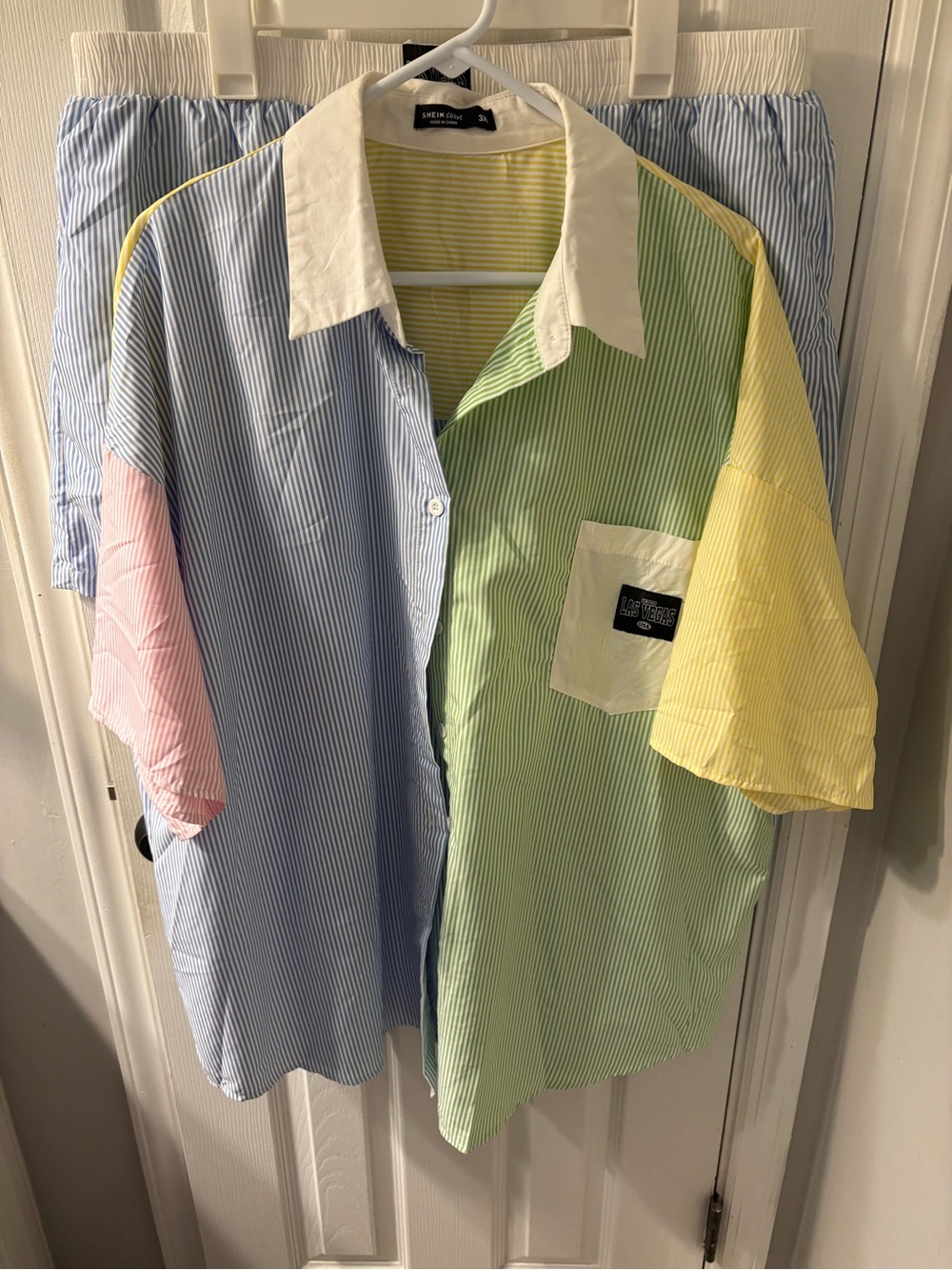 SHEIN Pastel Colorblock Two Piece Set - Blue, Green, Yellow, Pink, White